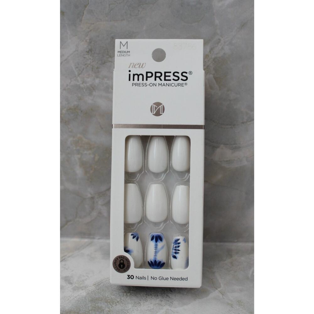 imPRESS Press-on Manicure Tye Dye Medium White/Blue New